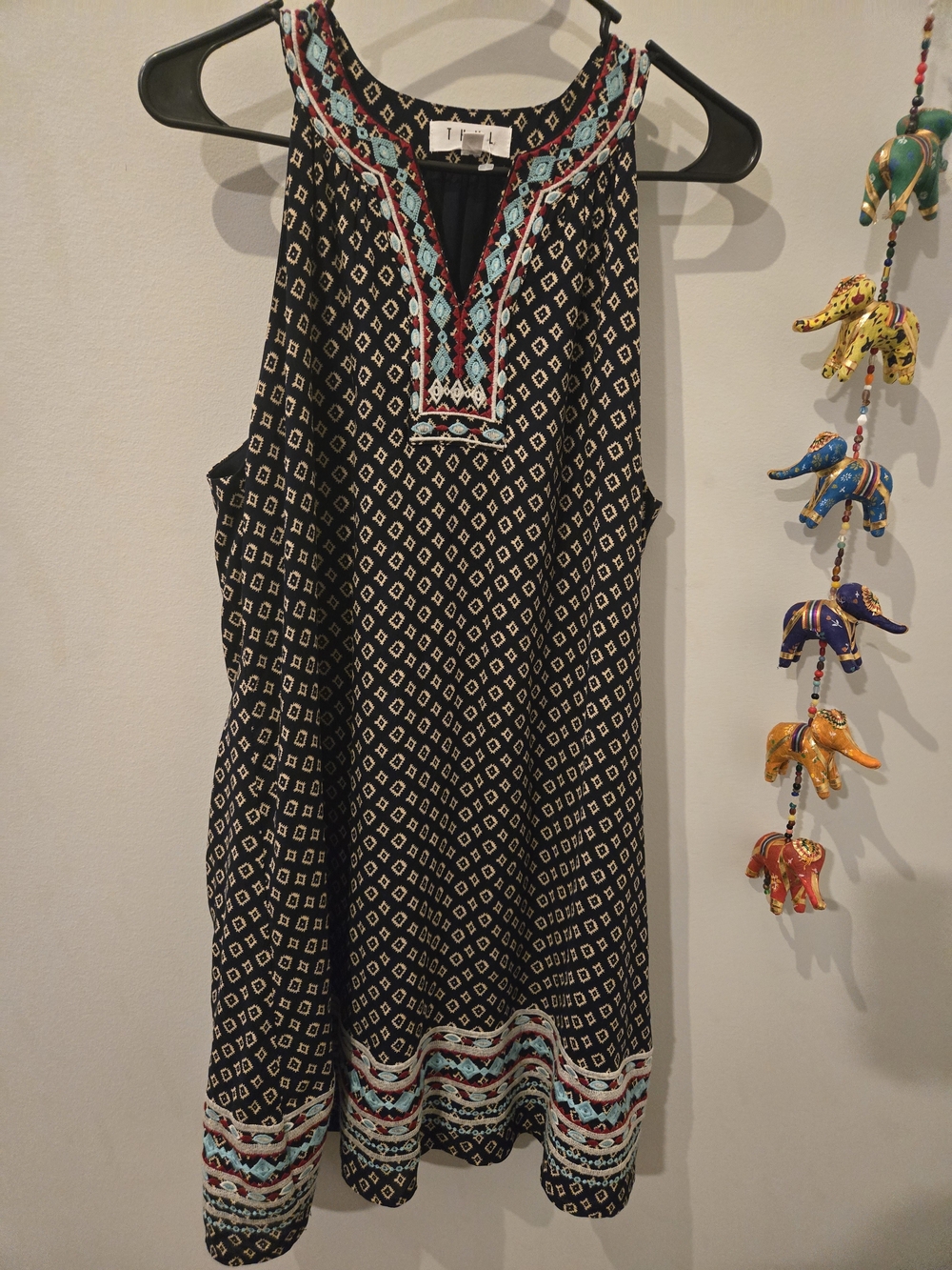 THML Black Dress with Turquoise and Red Embroidery